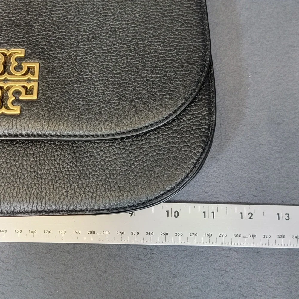 EUC Tory Burch Britten Black Leather Crossbody Shoulder Bag - Picture 6 of 8